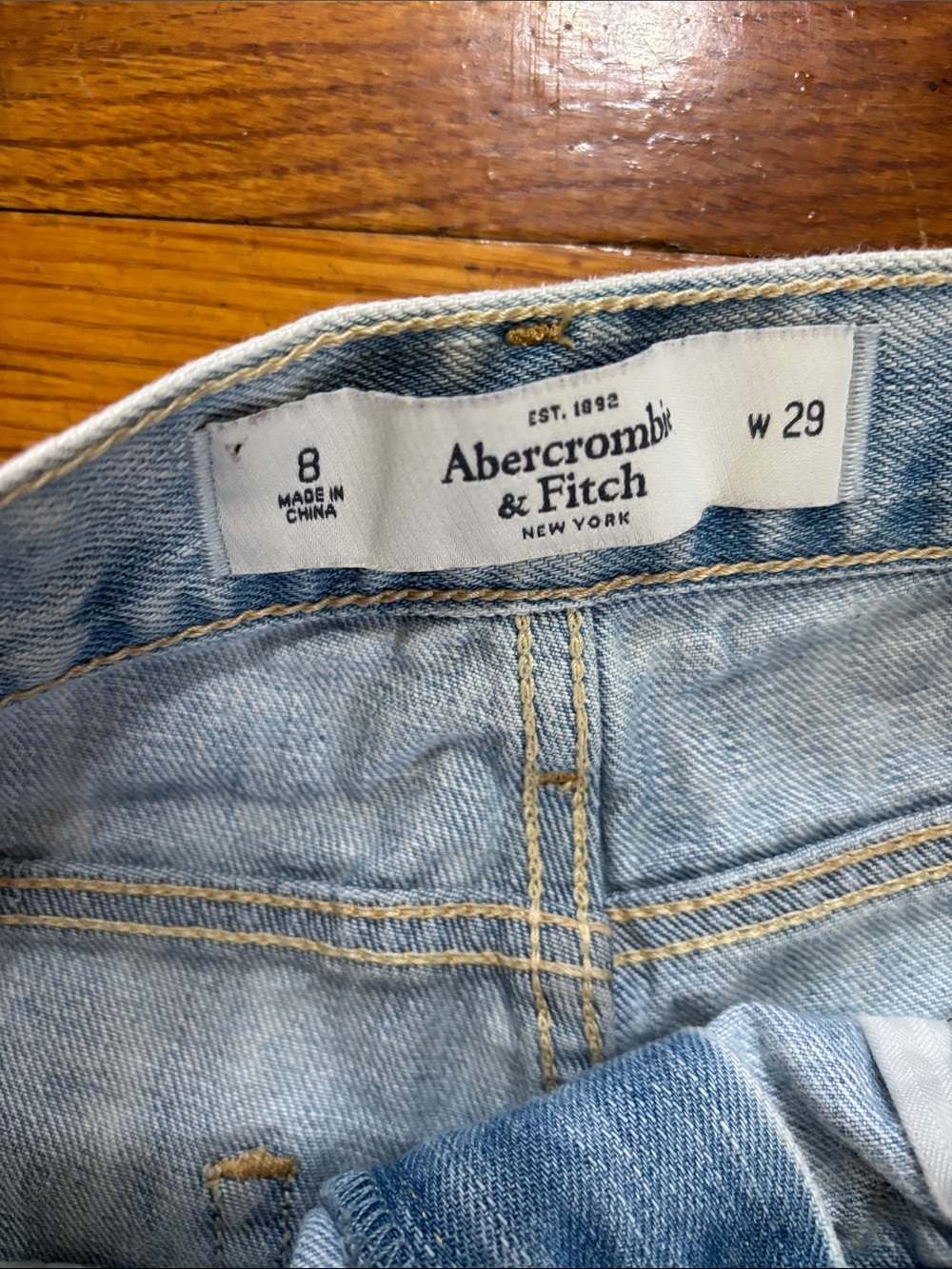 Abercrombie & Fitch Light Blue Distressed Denim Shorts - Picture 3 of 3